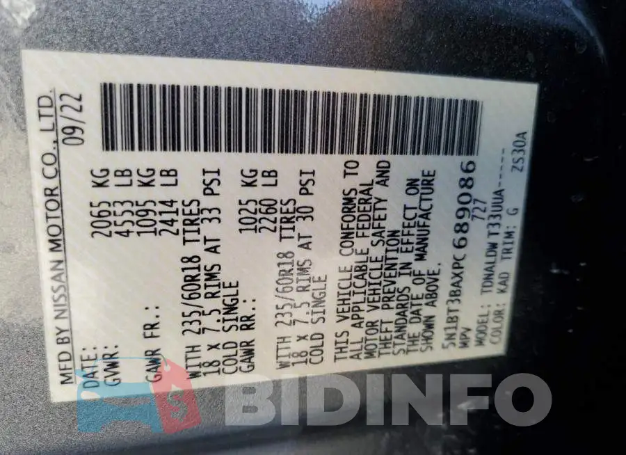 5N1BT3BAXPC689086 Photo# 14