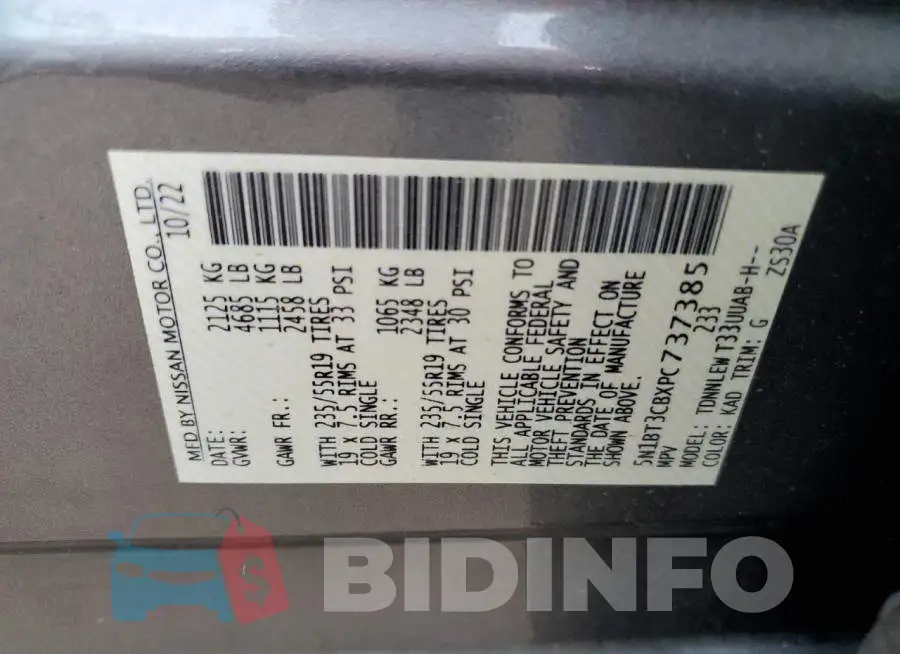 5N1BT3CBXPC737385 Photo# 13