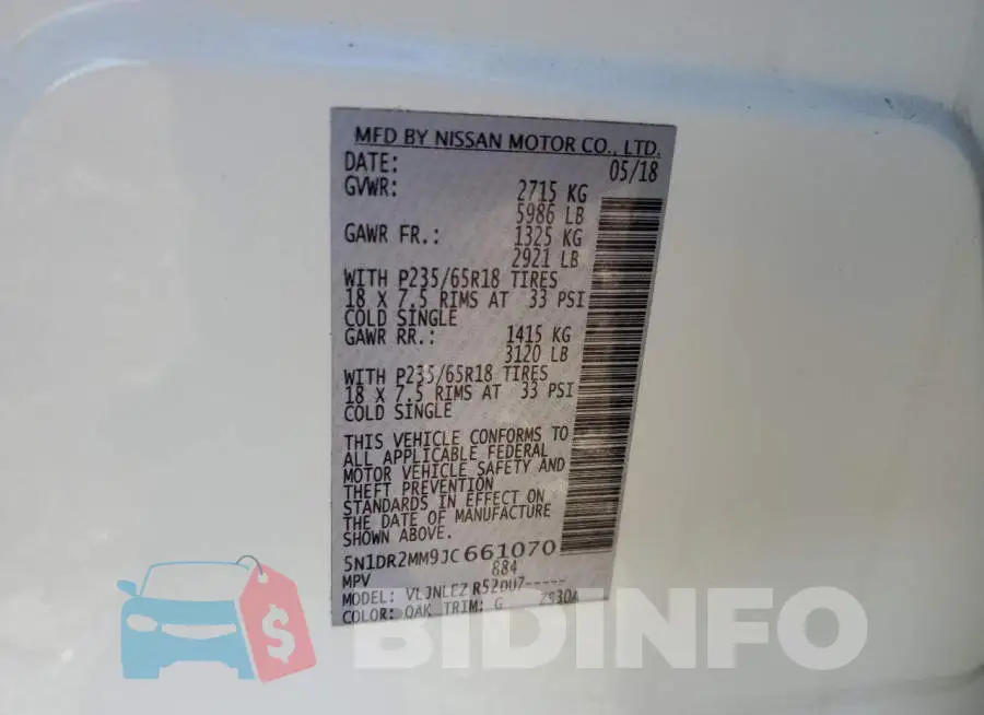 5N1DR2MM9JC661070 Photo# 13