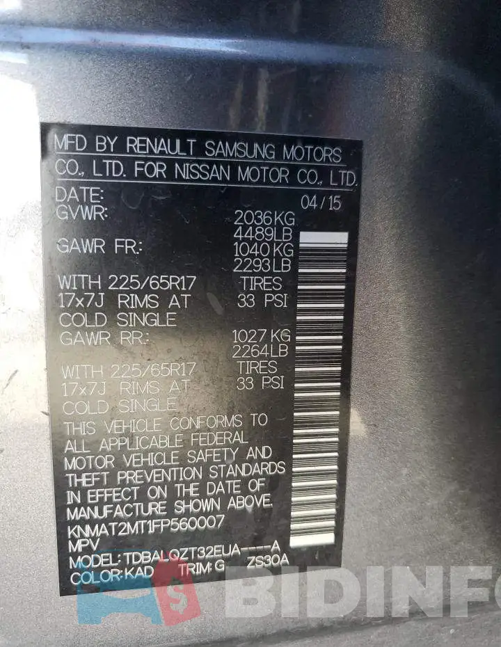 KNMAT2MT1FP560007 Photo# 14