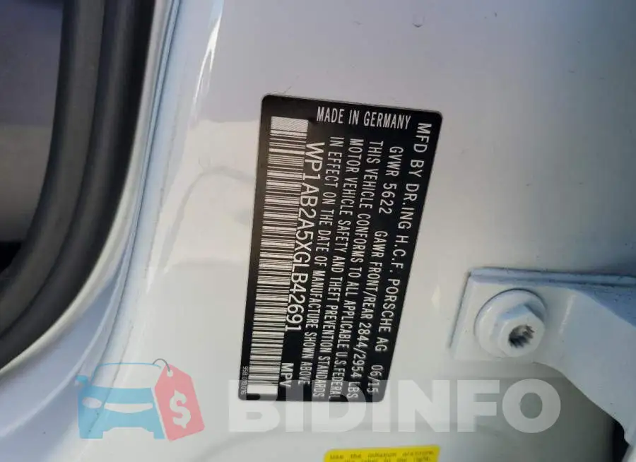 WP1AB2A5XGLB42691 Photo# 12