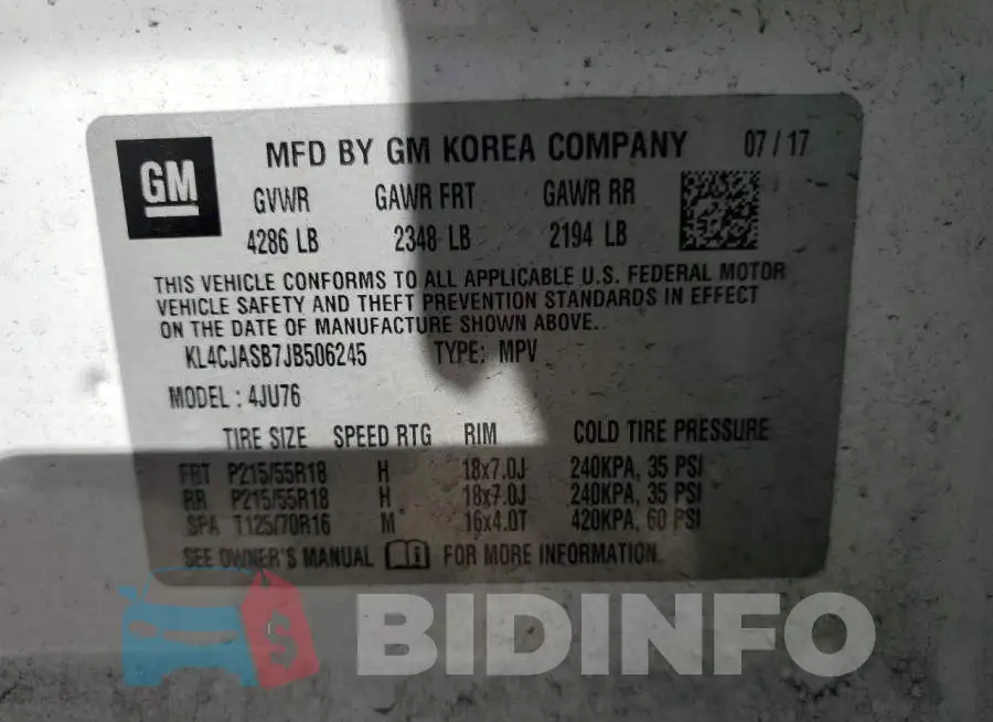 KL4CJASB7JB506245 Photo# 13