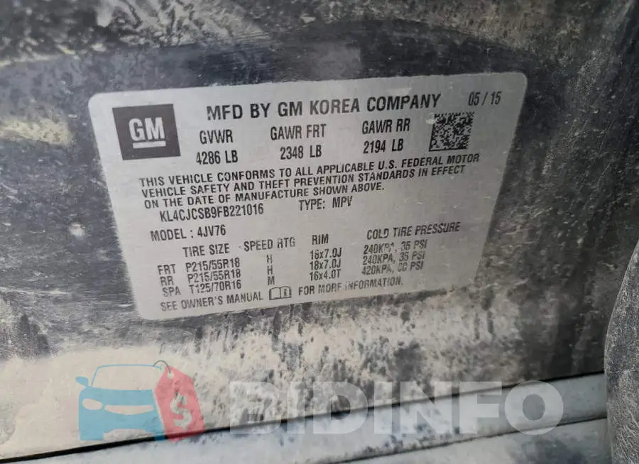 KL4CJCSB9FB221016 Photo# 12