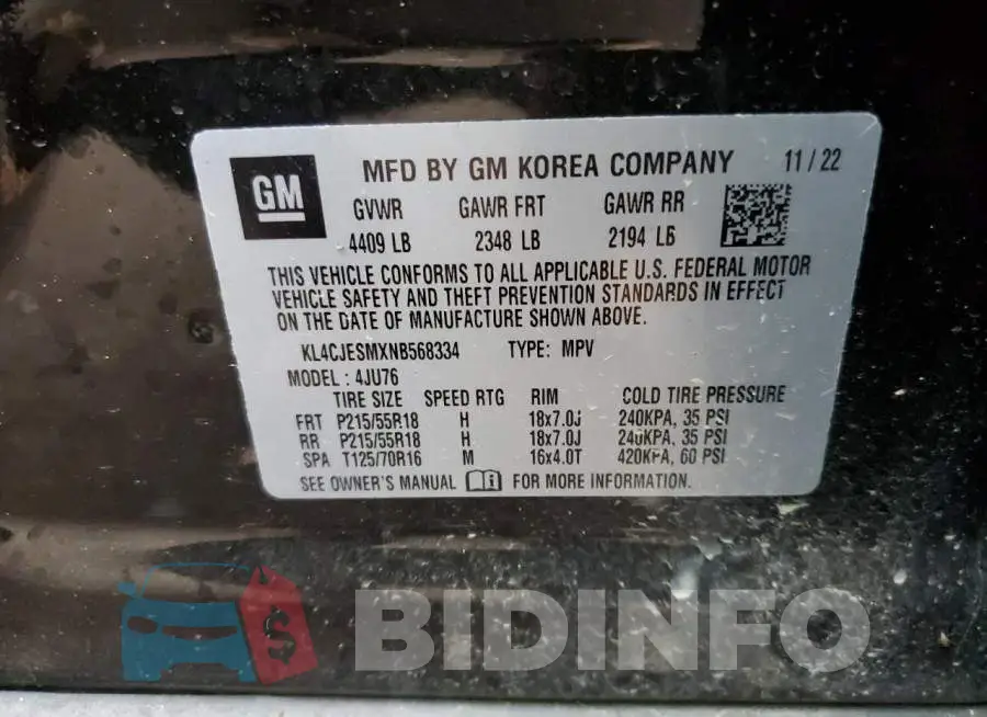 KL4CJESMXNB568334 Photo# 12