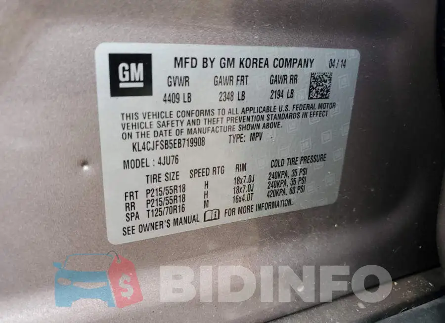 KL4CJFSB5EB719908 Photo# 14