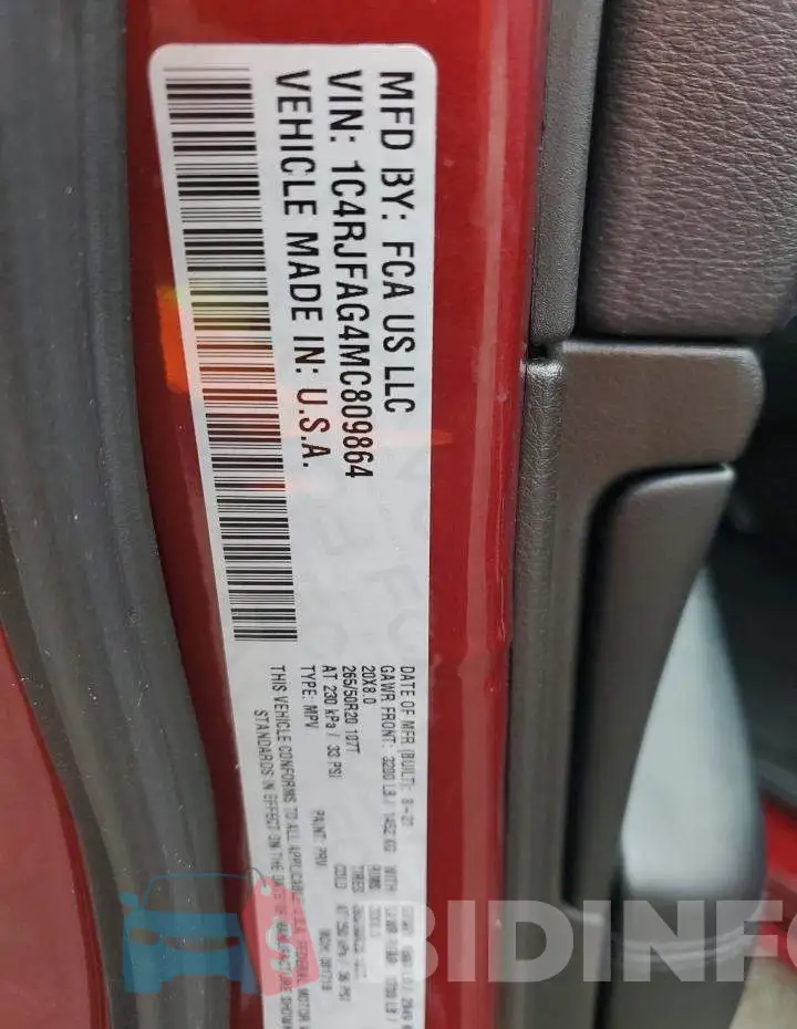 1C4RJFAG4MC809864 Photo# 14