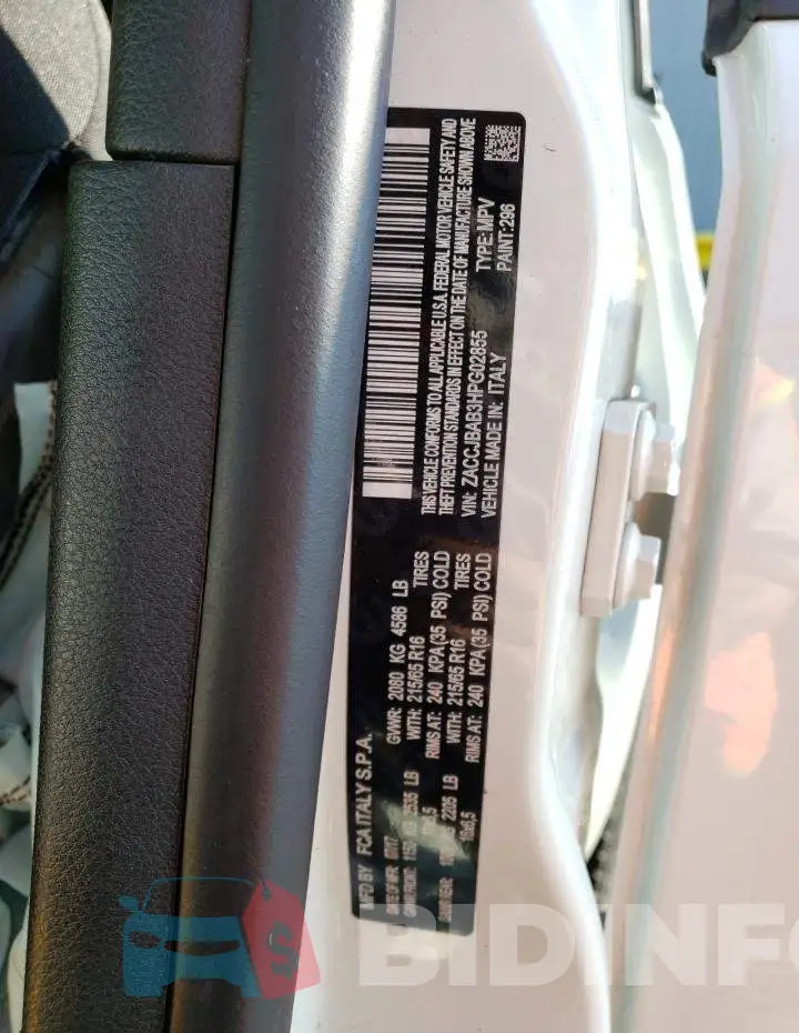 ZACCJBAB3HPG02855 Photo# 13
