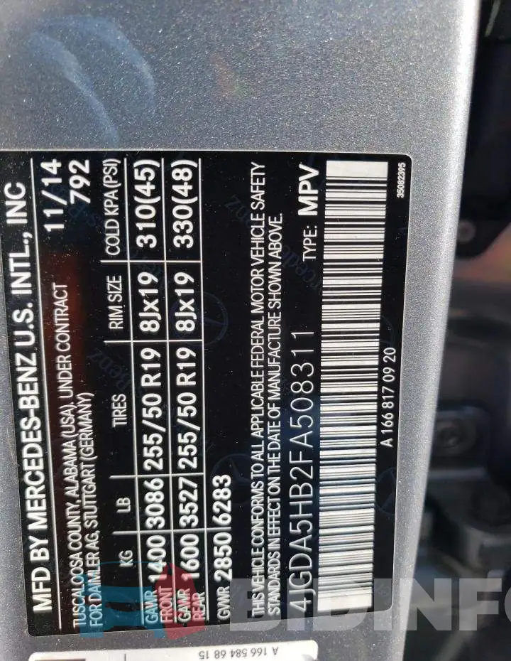 4JGDA5HB2FA508311 Photo# 13