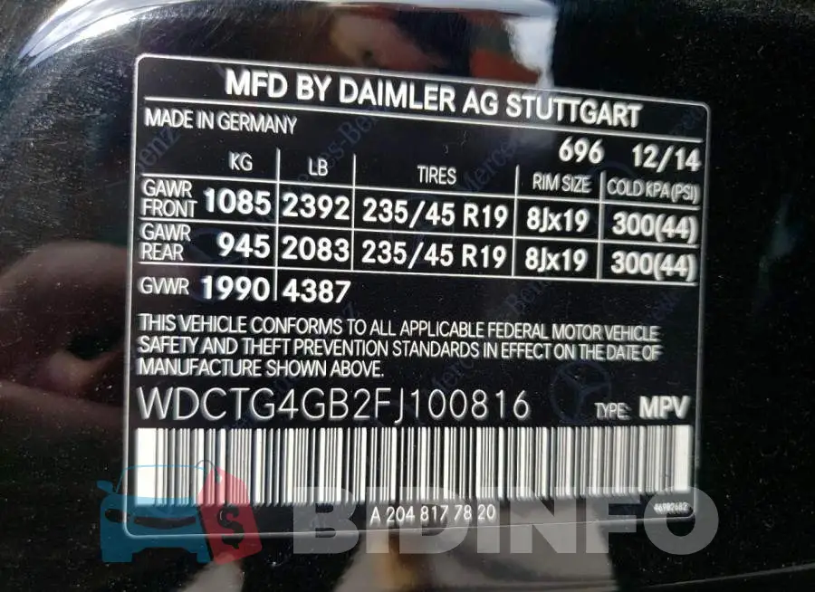 WDCTG4GB2FJ100816 Photo# 12