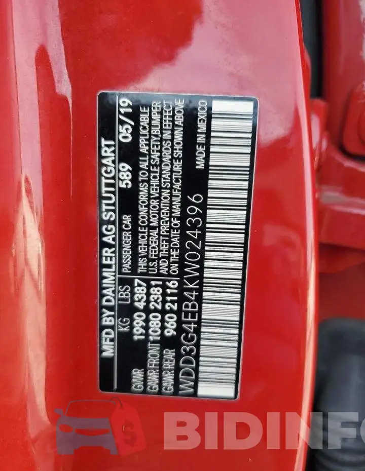 WDD3G4EB4KW024396 Photo# 12