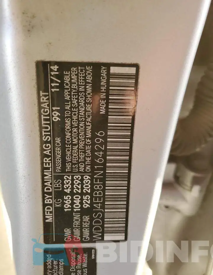 WDDSJ4EB8FN164296 Photo# 12