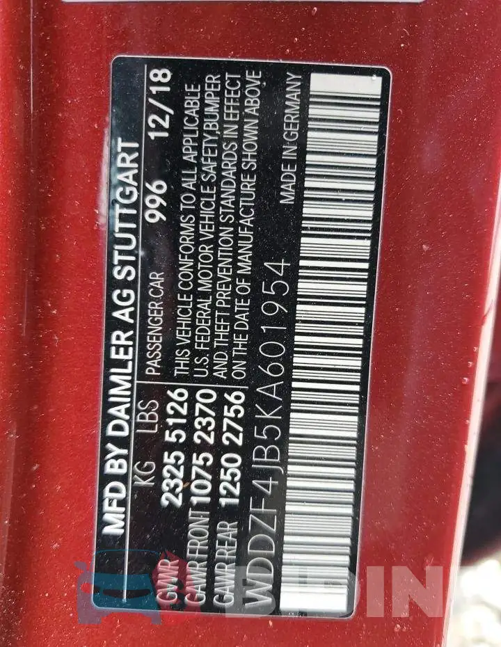 WDDZF4JB5KA601954 Photo# 12