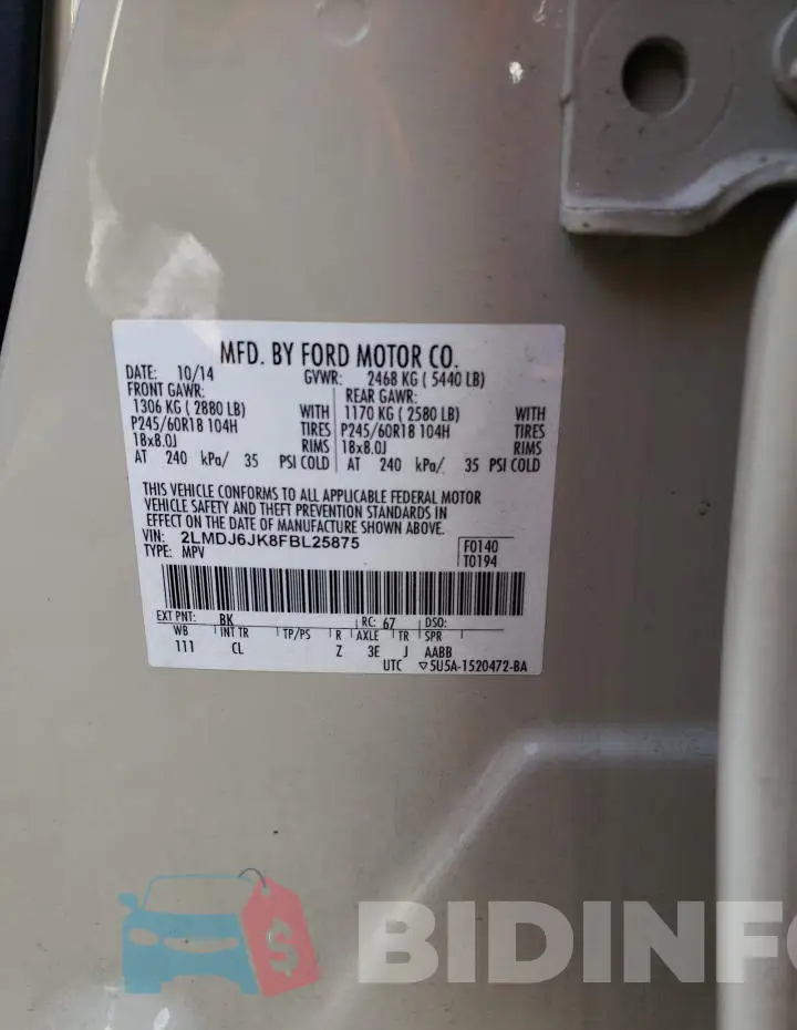 2LMDJ6JK8FBL25875 Photo# 13