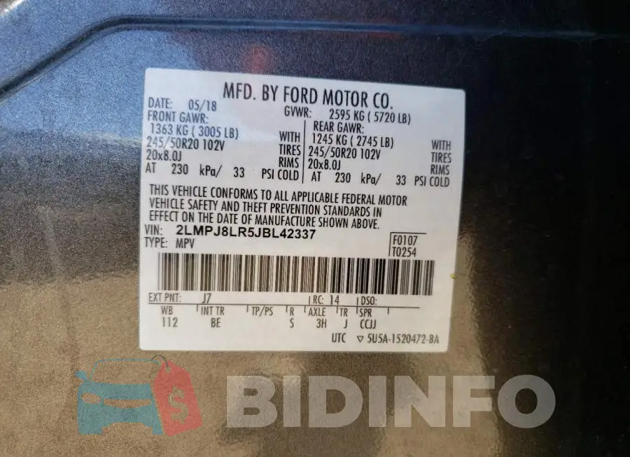 2LMPJ8LR5JBL42337 Photo# 13