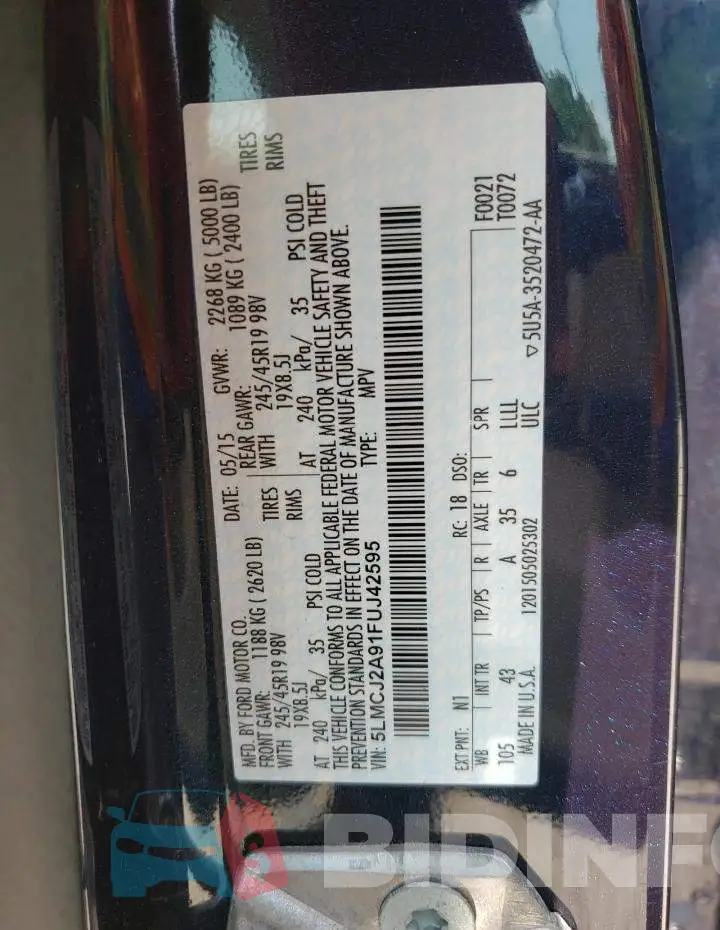 5LMCJ2A91FUJ42595 Photo# 13