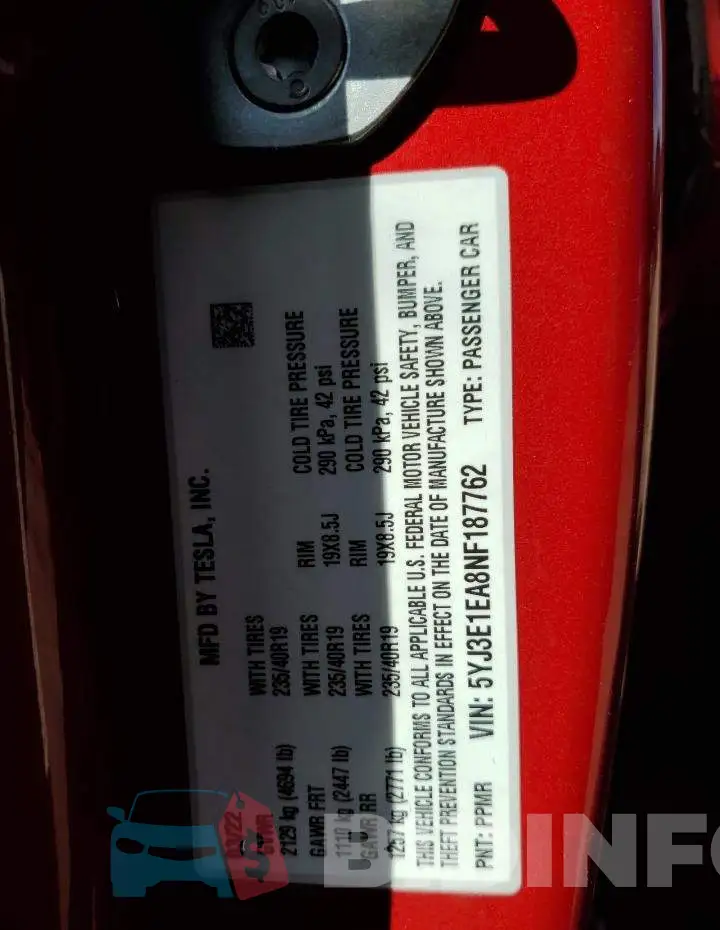 5YJ3E1EA8NF187762 Photo# 10