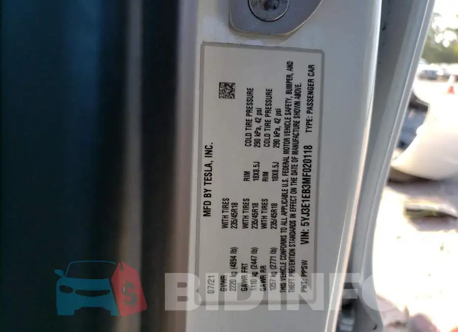 5YJ3E1EB3MF020118 Photo# 13