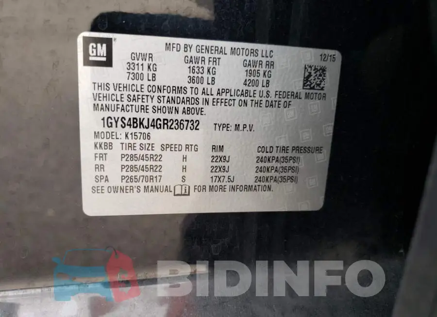 1GYS4BKJ4GR236732 Photo# 13