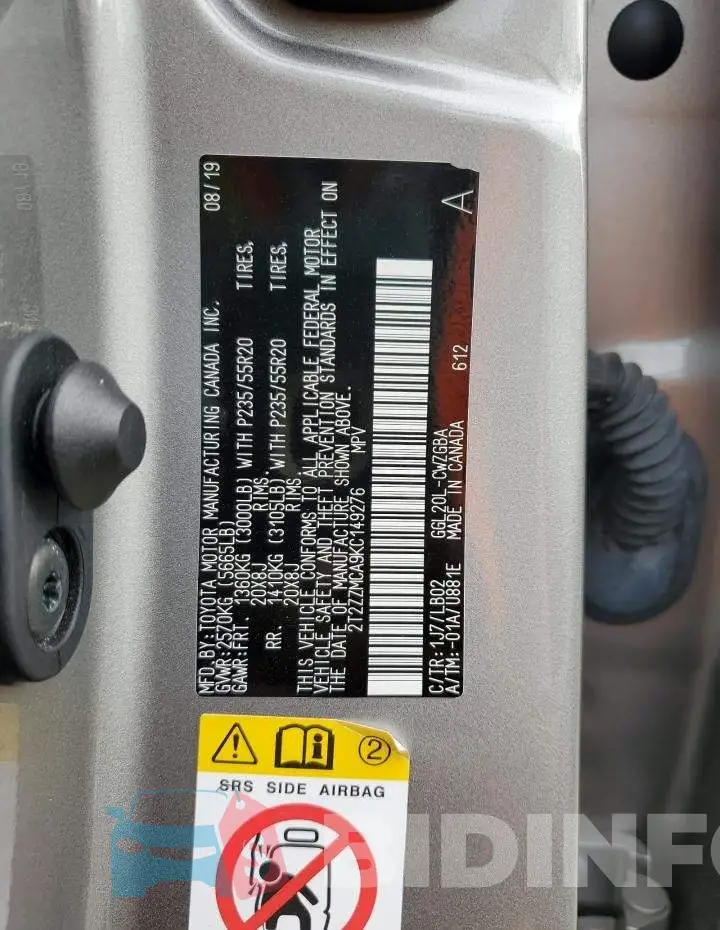2T2ZZMCA9KC149276 Photo# 13