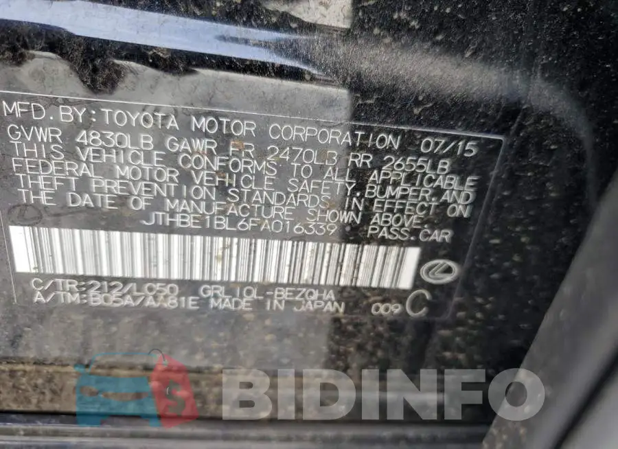 JTHBE1BL6FA016339 Photo# 12
