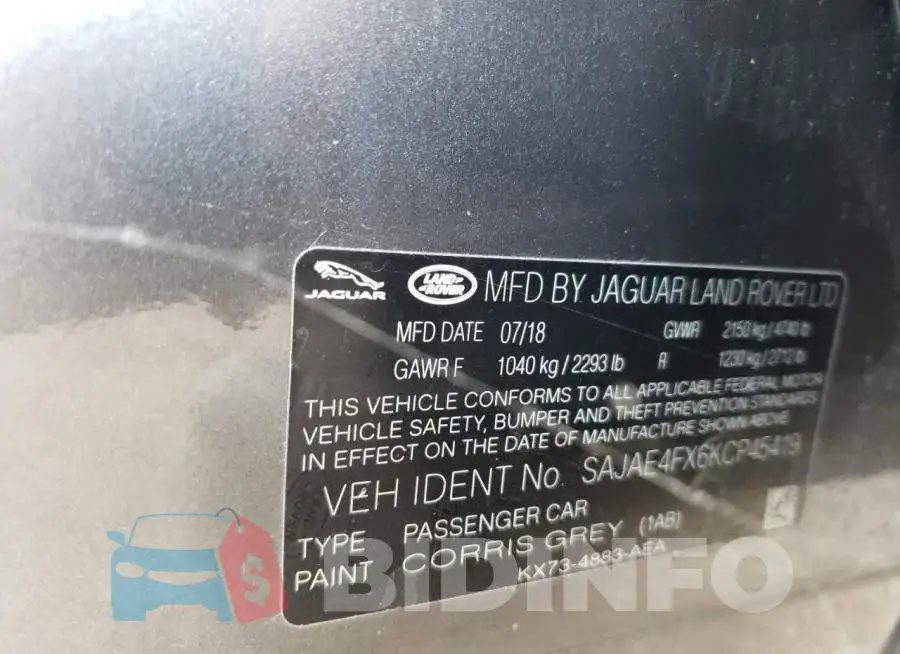 SAJAE4FX6KCP45419 Photo# 12