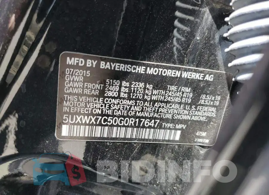 5UXWX7C50G0R17647 Photo# 13