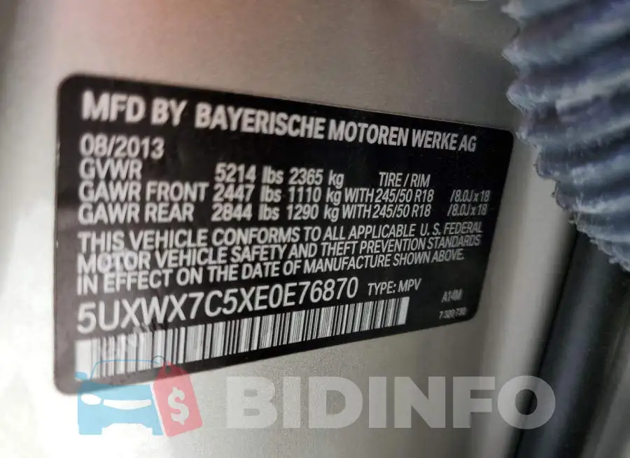 5UXWX7C5XE0E76870 Photo# 13