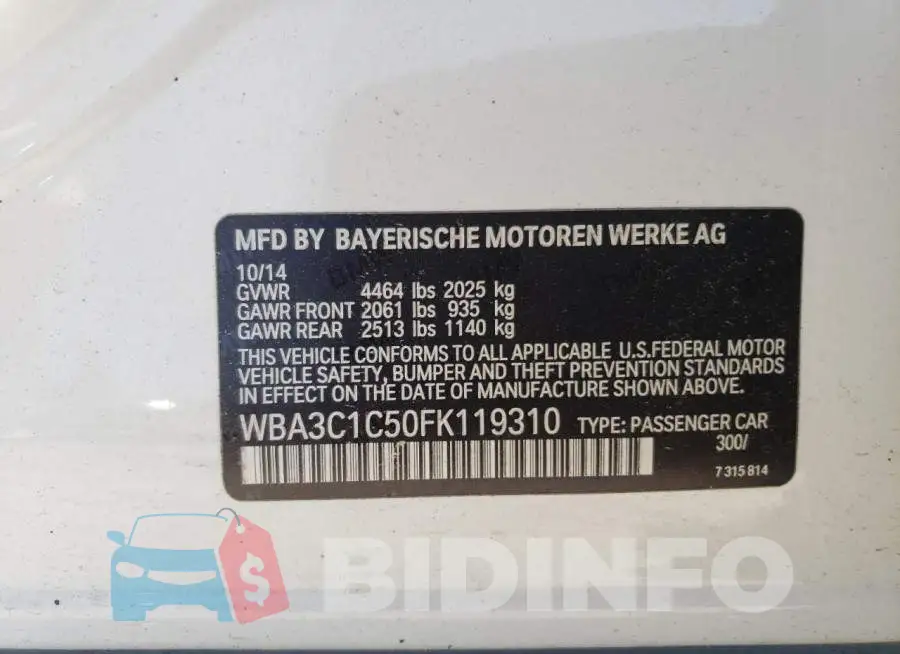 WBA3C1C50FK119310 Photo# 12