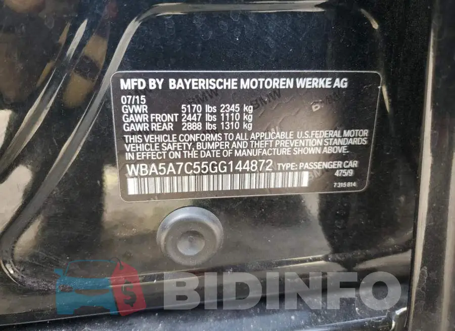 WBA5A7C55GG144872 Photo# 12