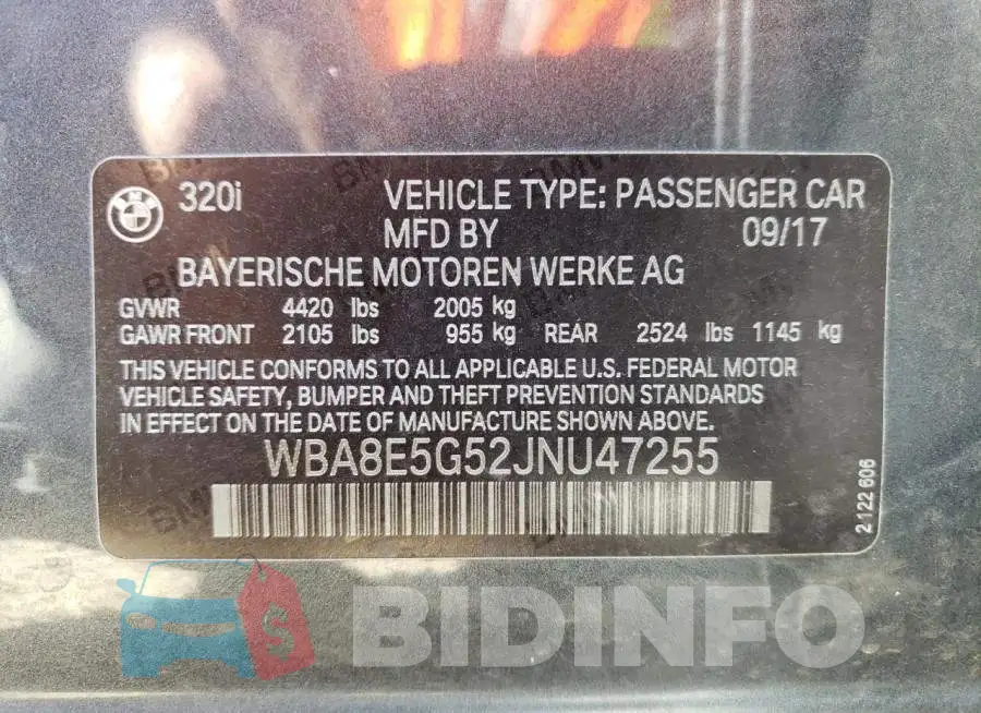 WBA8E5G52JNU47255 Photo# 13