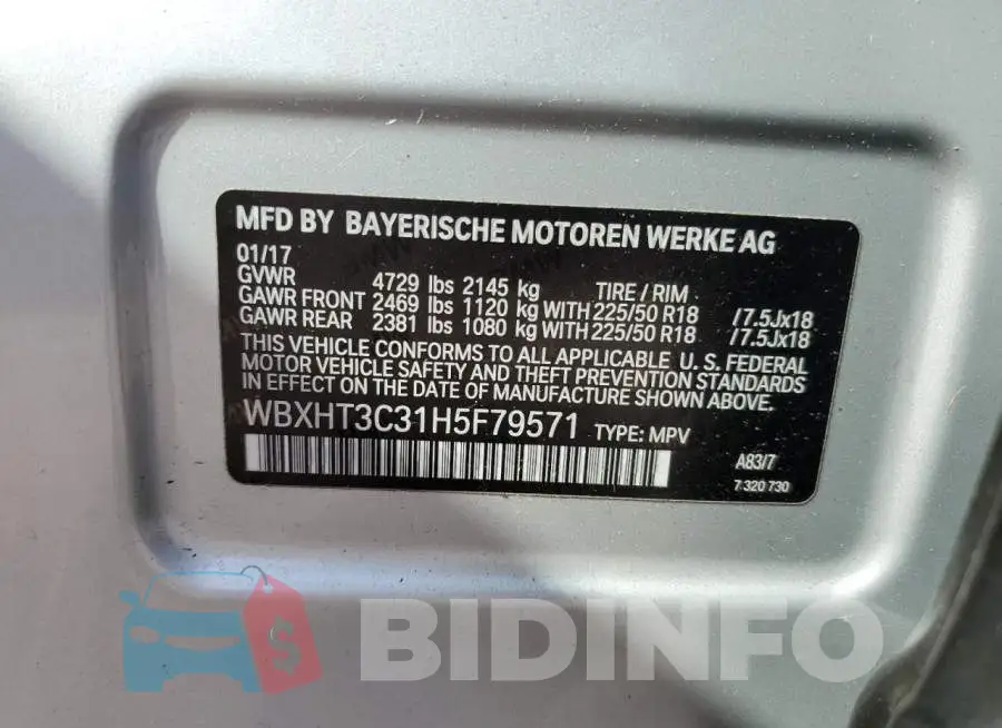 WBXHT3C31H5F79571 Photo# 12