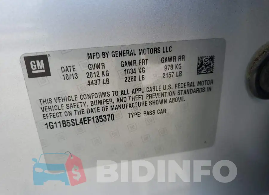 1G11B5SL4EF135370 Photo# 12