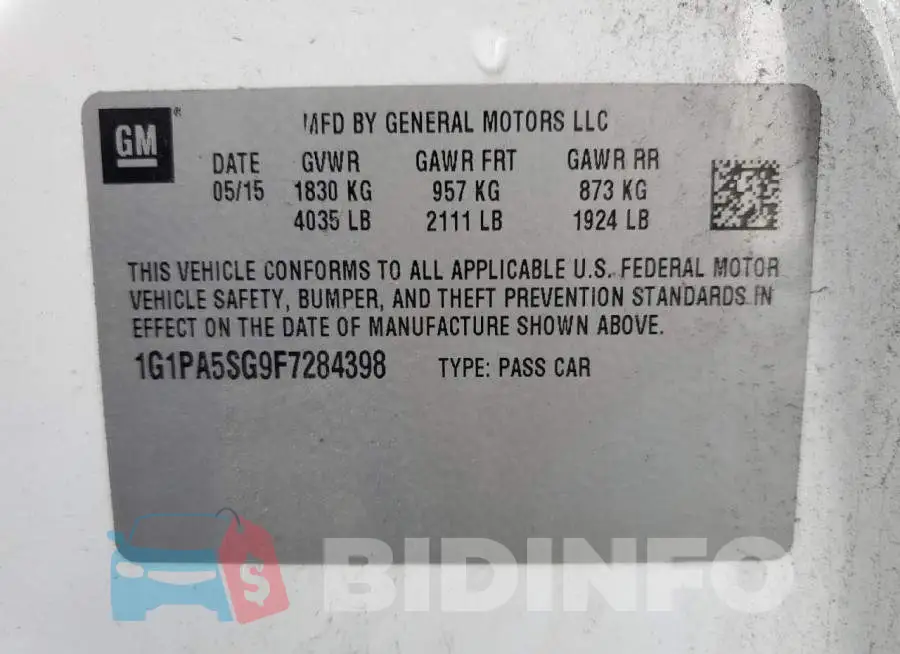 1G1PA5SG9F7284398 Photo# 13