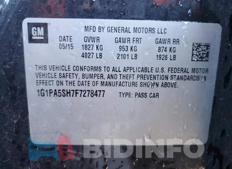 1G1PA5SH7F7278477 Photo# 12