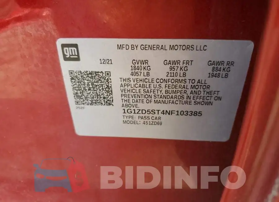 1G1ZD5ST4NF103385 Photo# 12
