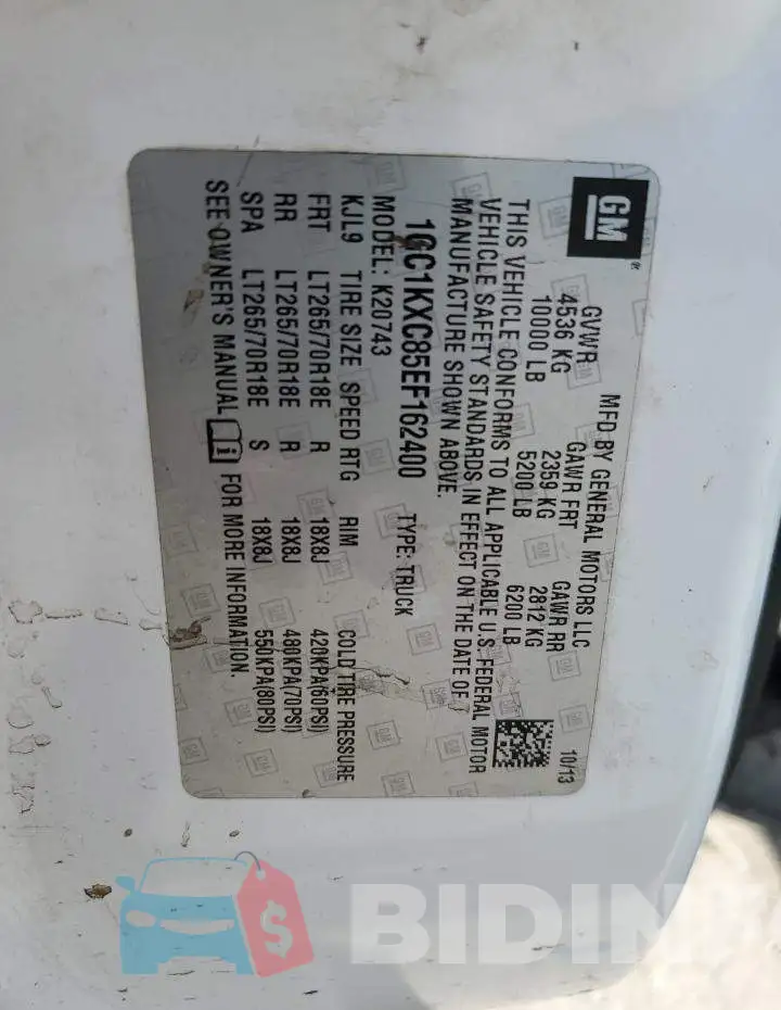 1GC1KXC85EF162400 Photo# 12