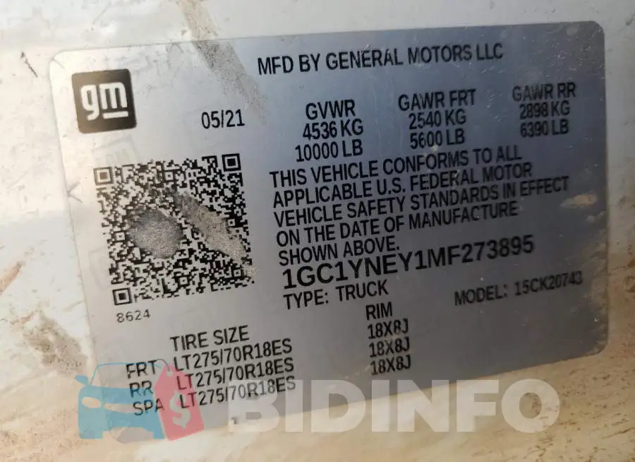 1GC1YNEY1MF273895 Photo# 13