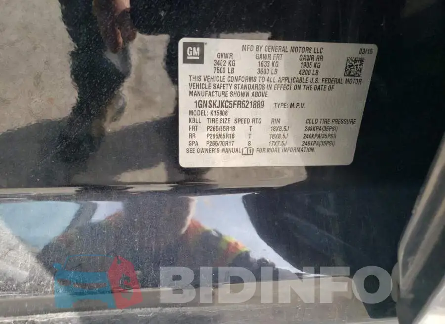 1GNSKJKC5FR621889 Photo# 13