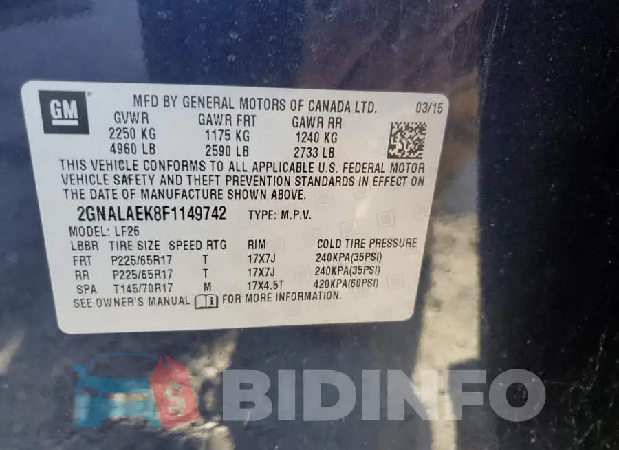 2GNALAEK8F1149742 Photo# 12