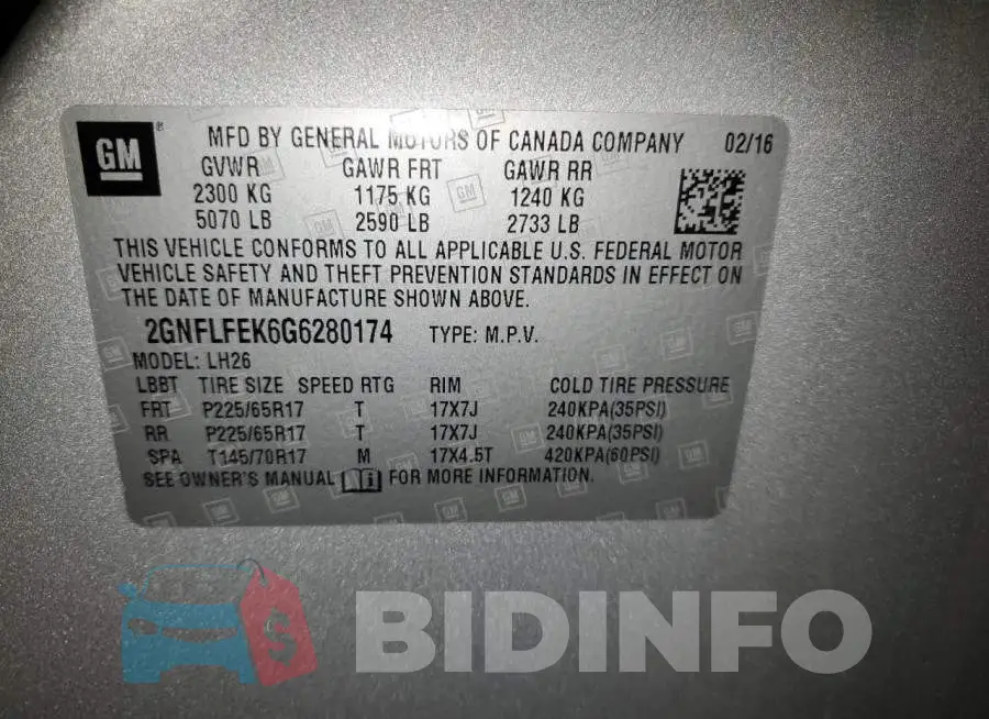 2GNFLFEK6G6280174 Photo# 12