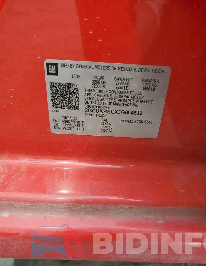 3GCUKRECXJG604512 Photo# 13
