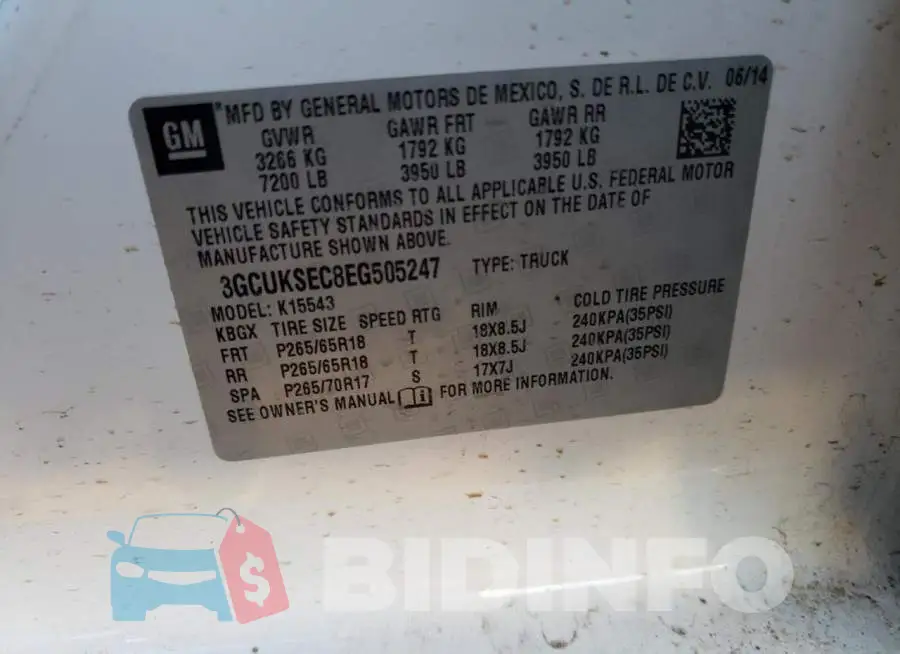 3GCUKSEC8EG505247 Photo# 12