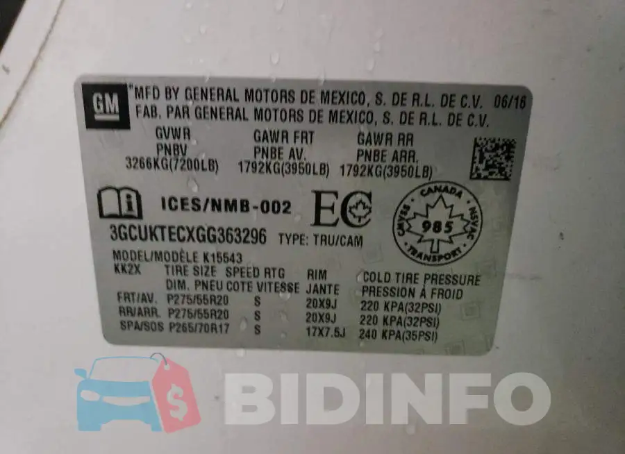 3GCUKTECXGG363296 Photo# 12
