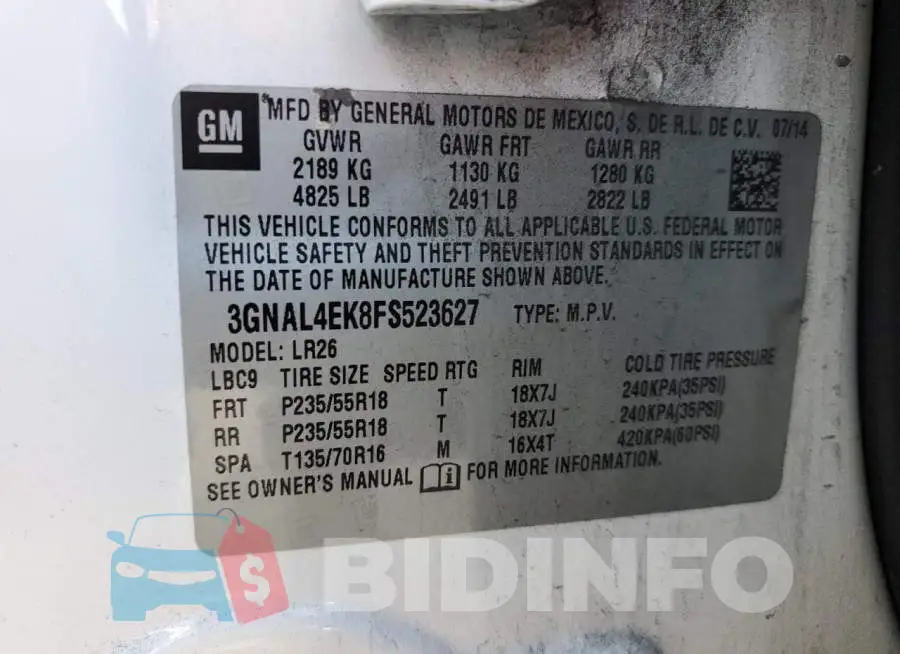3GNAL4EK8FS523627 Photo# 13