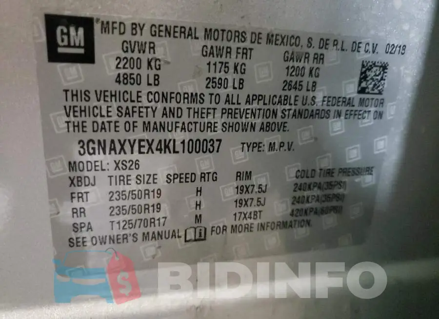 3GNAXYEX4KL100037 Photo# 12