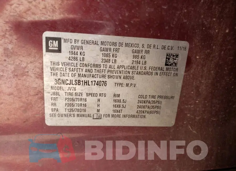 3GNCJLSB1HL174076 Photo# 12