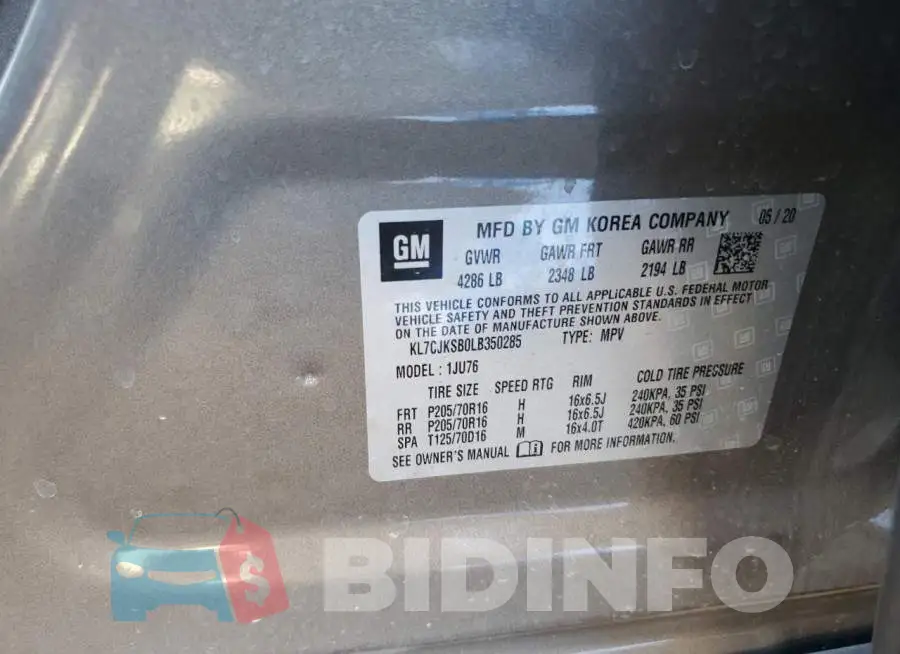 KL7CJKSB0LB350285 Photo# 12