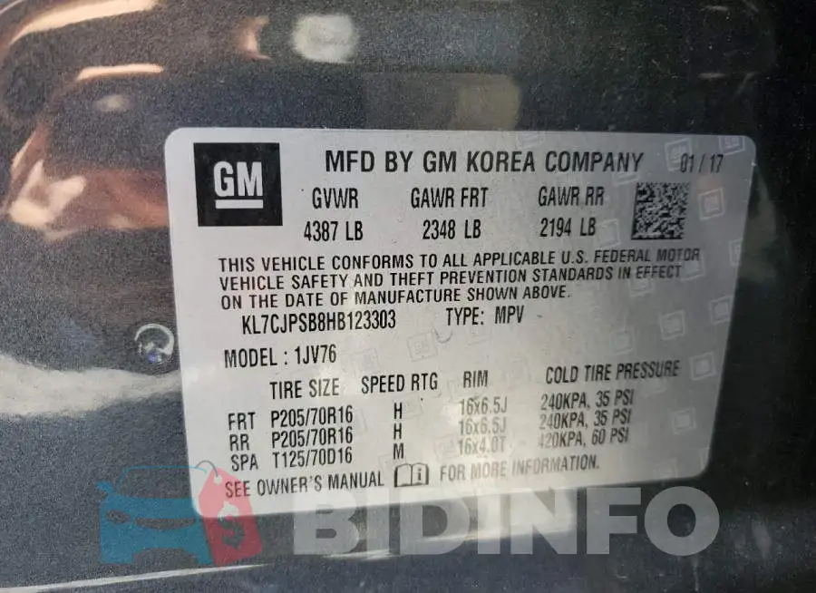 KL7CJPSB8HB123303 Photo# 12