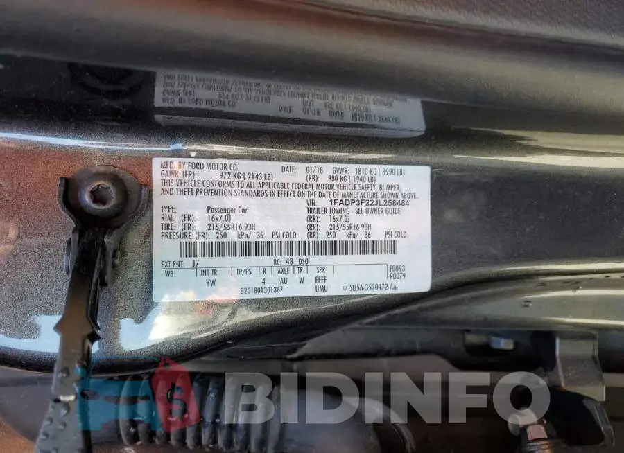 1FADP3F22JL258484 Photo# 12