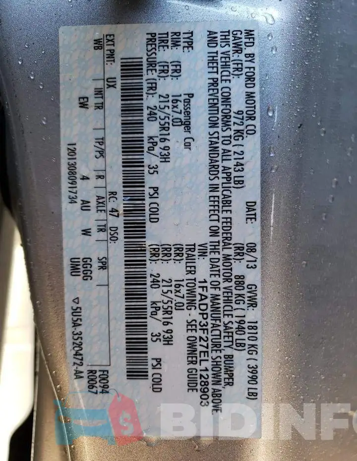 1FADP3F27EL128903 Photo# 12